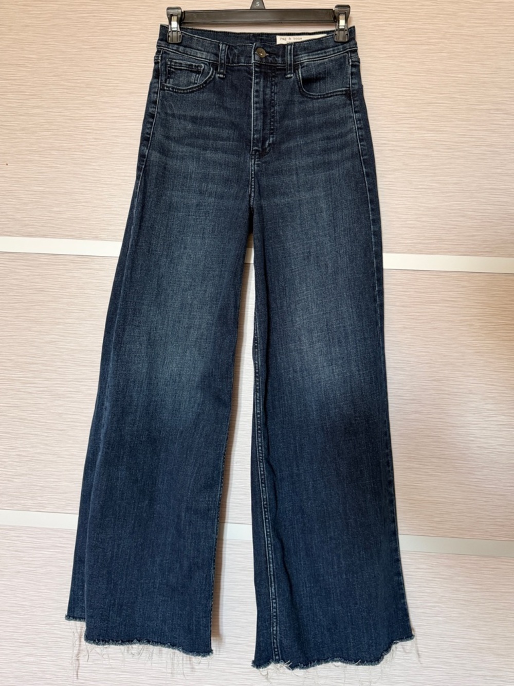 rag & bone Serena High Waist Wide Leg Jeans (Dark Wash) in sz. 25